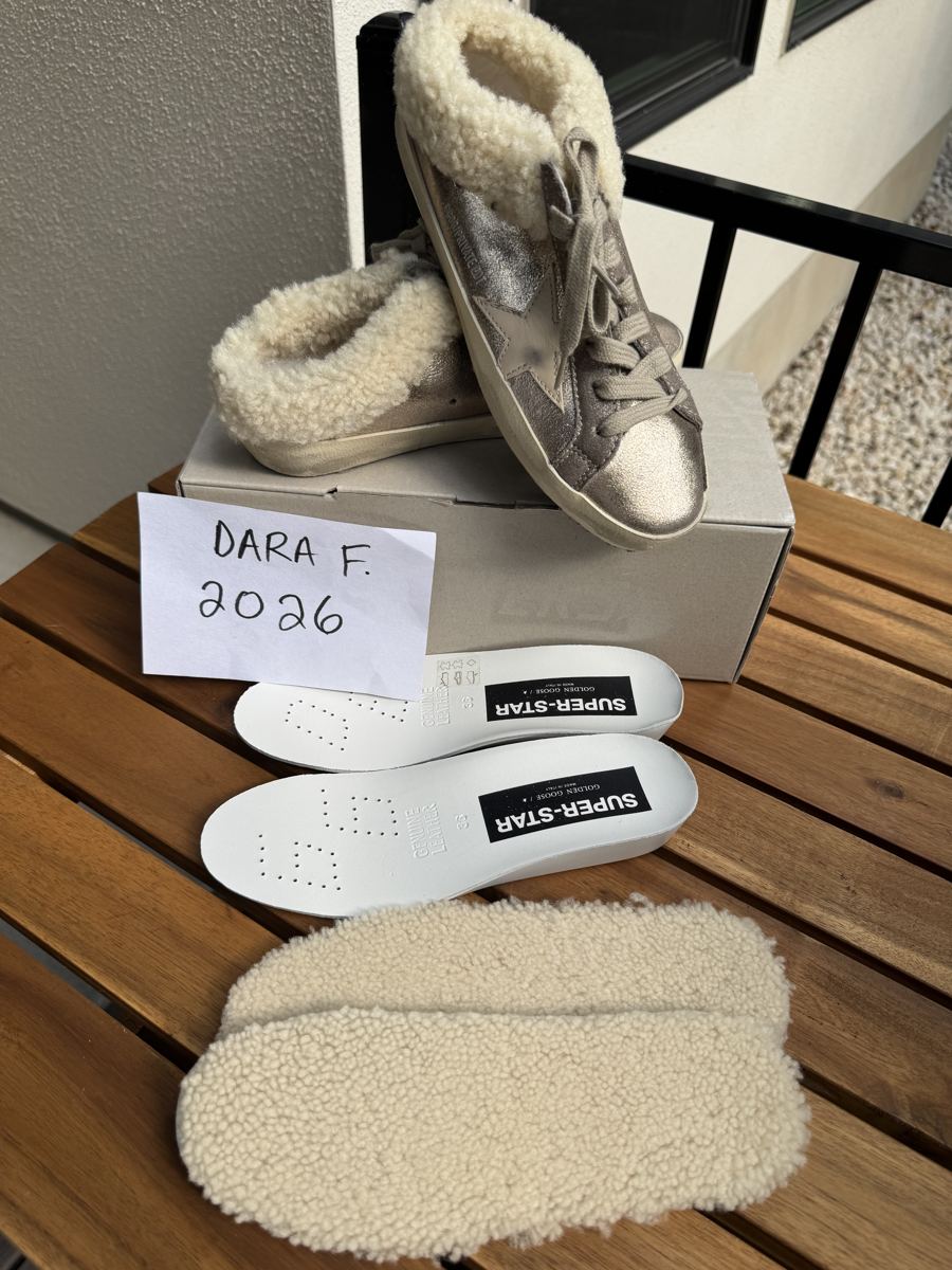 GOLDEN GOOSE Platinum gold Sabots, shearling lined