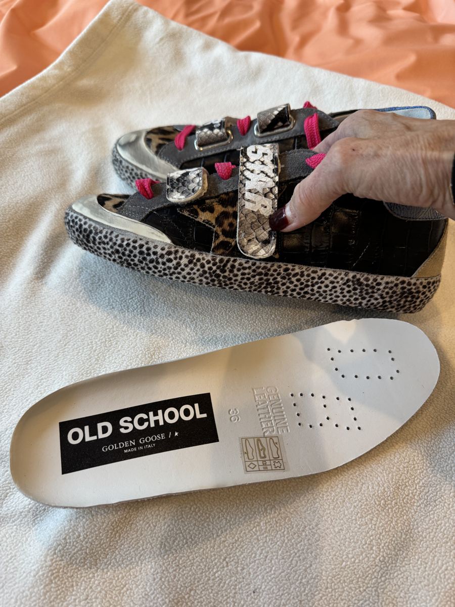 GOLDEN GOOSE Old School, leopard with pink laces