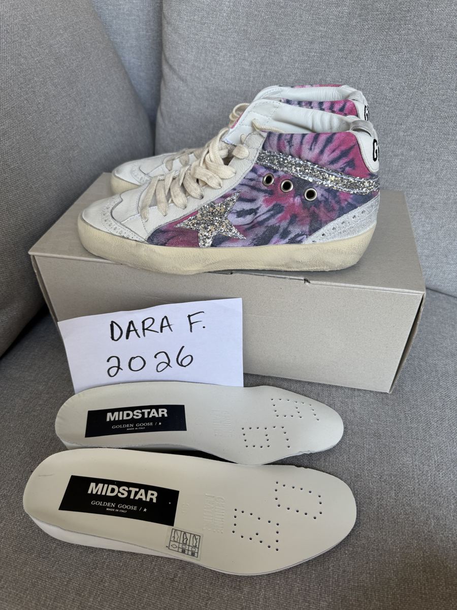 GOLDEN GOOSE Midstar, purple tie-dye with silver glitter star